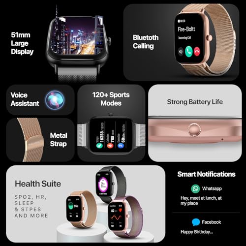 Fire-Boltt Ninja Call Pro Max Ultra Bluetooth Calling Smart Watch, 2.01”HD Display, AI Outfit Watch Face, 2 Looks in 1 Watch, Extra Straps at ₹99, 120+ Sports Modes, Smartwatch for Men & Women (Black) - Image 3