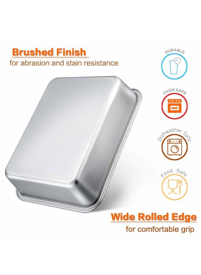 E-far Lasagna Pan Set of 2, Deep Stainless Steel Baking Pans, 12.75 x10 x3.2 Inches Rectangular Metal Roasting Baking Dish Bakeware for Oven, Non-Toxic & Heavy Duty, Dishwasher Safe - Image 3