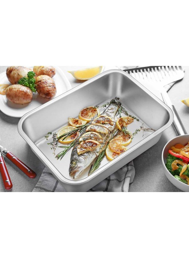E-far Lasagna Pan Set of 2, Deep Stainless Steel Baking Pans, 12.75 x10 x3.2 Inches Rectangular Metal Roasting Baking Dish Bakeware for Oven, Non-Toxic & Heavy Duty, Dishwasher Safe - Image 5
