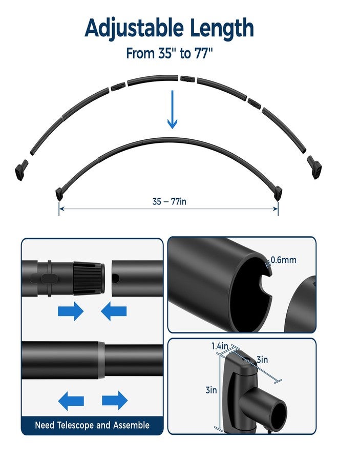 ENJOYBASICS Curved Shower Curtain Rod with Shower Rings, Adjustable Round Bathroom Rod for Extra Space, Rustproof, Need to Drill, Matte Black, 35-77 Inches - Image 5