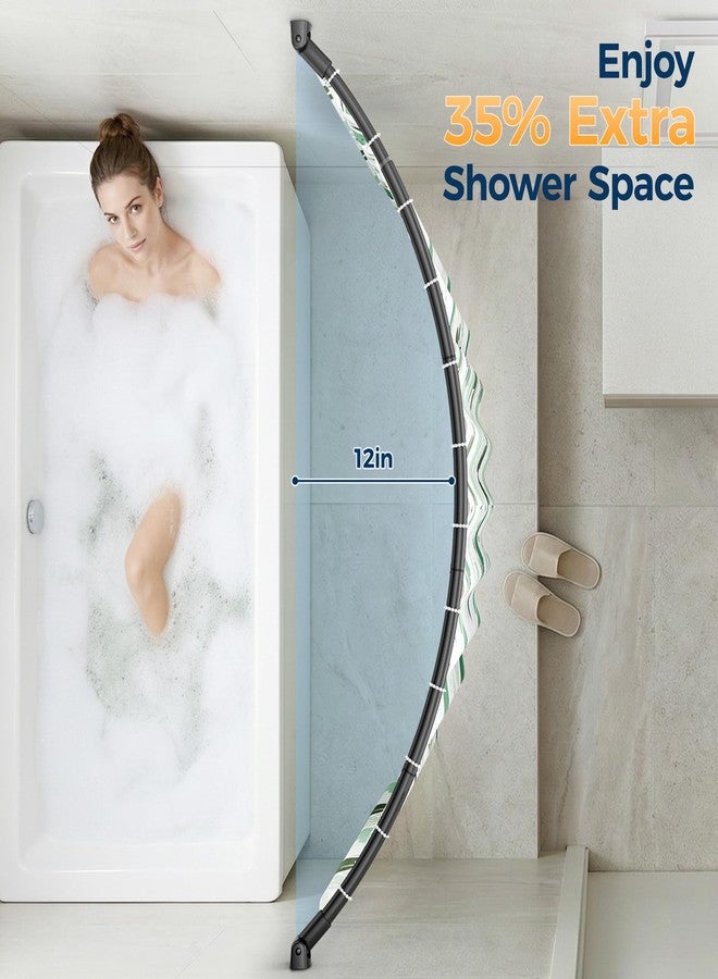 ENJOYBASICS Curved Shower Curtain Rod with Shower Rings, Adjustable Round Bathroom Rod for Extra Space, Rustproof, Need to Drill, Matte Black, 35-77 Inches - Image 3