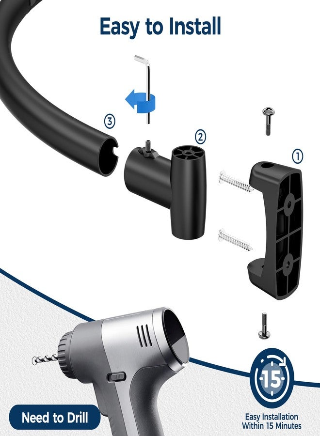 ENJOYBASICS Curved Shower Curtain Rod with Shower Rings, Adjustable Round Bathroom Rod for Extra Space, Rustproof, Need to Drill, Matte Black, 35-77 Inches - Image 4