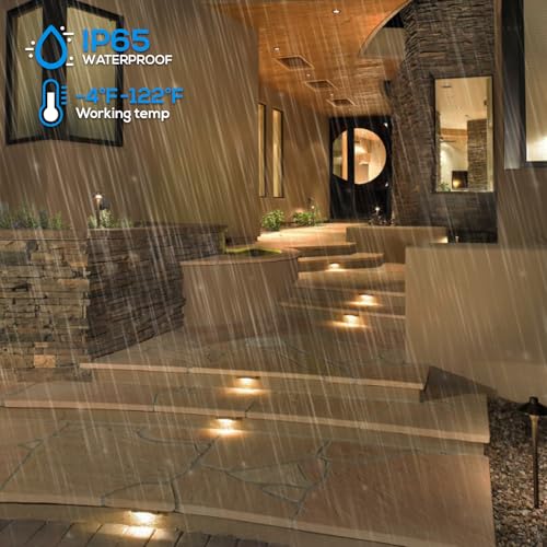 LEONLITE 8-Pack 4 Inch LED Hardscape Lighting, Update Retaining Wall Lights, LED Landscape Lighting, 12 AC/DC Paver Light Low Voltage, 2W Outdoor Step Lights, 2700K Soft White, ETL - Image 5