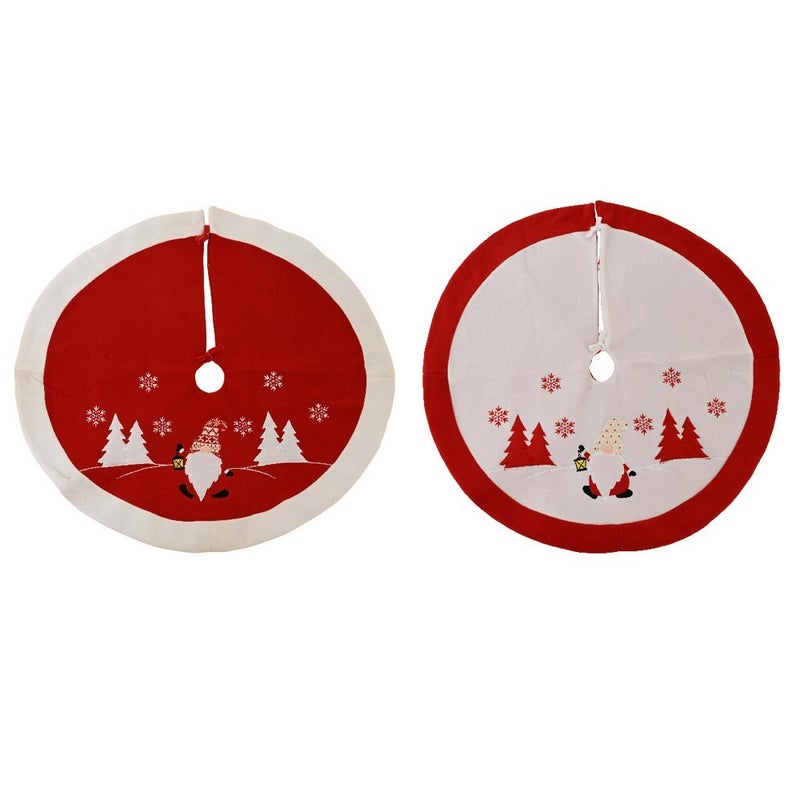 Kaemingk Tree Skirt – Polyester Leaf Design with White Teddy Fur Edge, 90cm Christmas Holiday Decoration, Festive Xmas Tree Base Cover, Seasonal Home Décor, 1 Piece Assorted Colors - Image 1