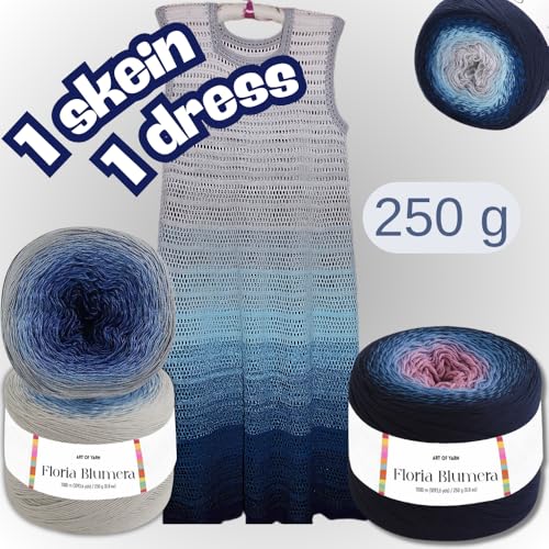 Art of Yarn Floria Blumera Yarn 55% Cotton 45% Acrylic 1093.6 Yards Multicolor Gradient Yarn Cake for Knitting Crochet Spring Summer Ombre Rainbow Cotton Yarn for Flowers S.Fine 1 Sport-99268 - Image 3