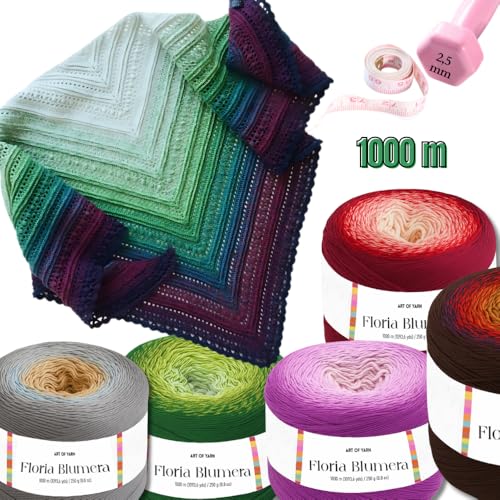 Art of Yarn Floria Blumera Yarn 55% Cotton 45% Acrylic 1093.6 Yards Multicolor Gradient Yarn Cake for Knitting Crochet Spring Summer Ombre Rainbow Cotton Yarn for Flowers S.Fine 1 Sport-99268 - Image 5