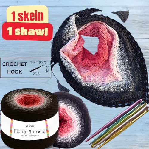 Art of Yarn Floria Blumera Yarn 55% Cotton 45% Acrylic 1093.6 Yards Multicolor Gradient Yarn Cake for Knitting Crochet Spring Summer Ombre Rainbow Cotton Yarn for Flowers S.Fine 1 Sport-99268 - Image 4