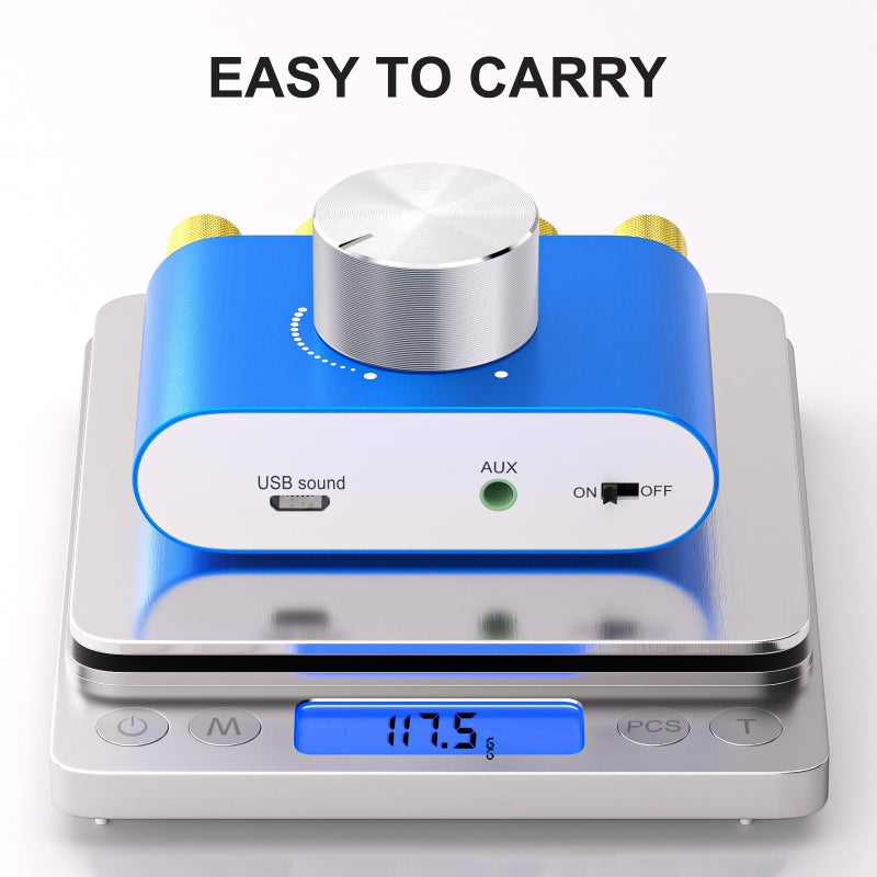 Facmogu مضخم الصوت Facmogu F900S 160W بلوتوث 5.0، مضخم رقمي ستيريو Hi-Fi بقناتين 80Wx2، جهاز استقبال صوتي محمول، مكبر صوت، مدخل AUX/USB/بلوتوث ومصدر طاقة 12V - Image 5