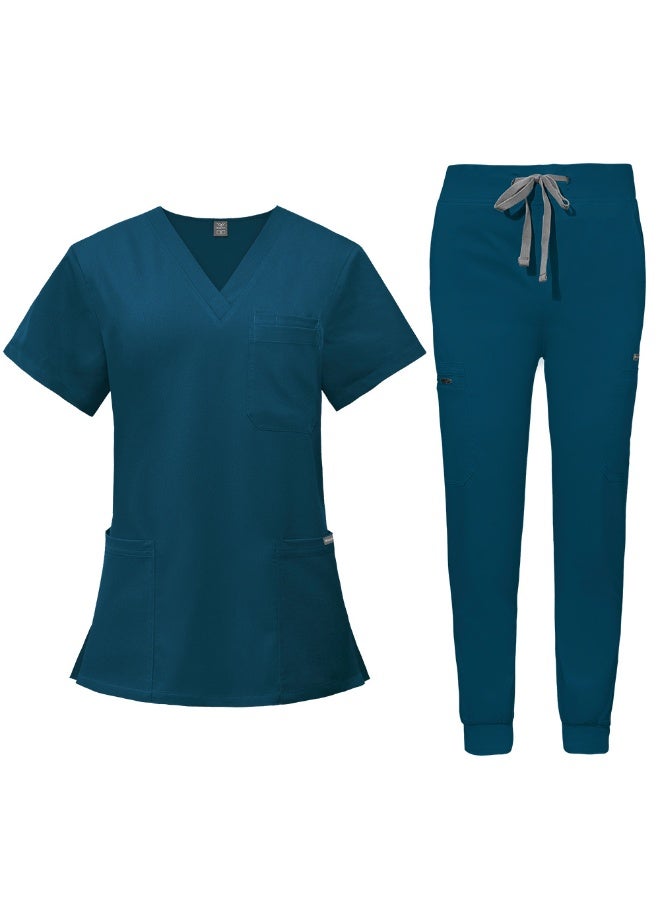 NIBEMINENT Beauty Spa Salon Clothes Doctor Nursing Uniforms Medical Scrubs Set V-neck Tops Pants Clinical Nurse Surgery Uniform - Image 1
