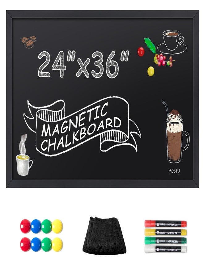 SELEAD Magnetic Chalkboard Words Sign - 24" x 36" Large Black Frame Wall Decor Bulletin Chalk Board for Menu, Business, Restaurant, Home Office - Image 1