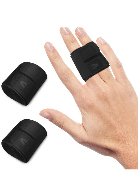 2-Pack Black Finger Splints, Middle & Pinky Finger Sleeves, Right Hand Double Finger Support.