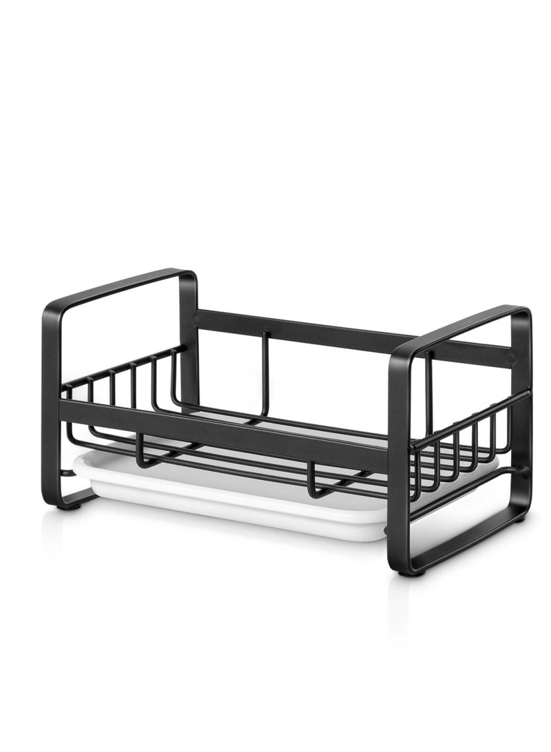 KASTWAVE Kitchen Sink Sponge Holder, 304 Stainless Steel Sink Caddy Organizer with Removable Drip Tray, Kitchen Countertop Dish Soap Holder, not Including Dispenser and Brush, Black  - Image 1