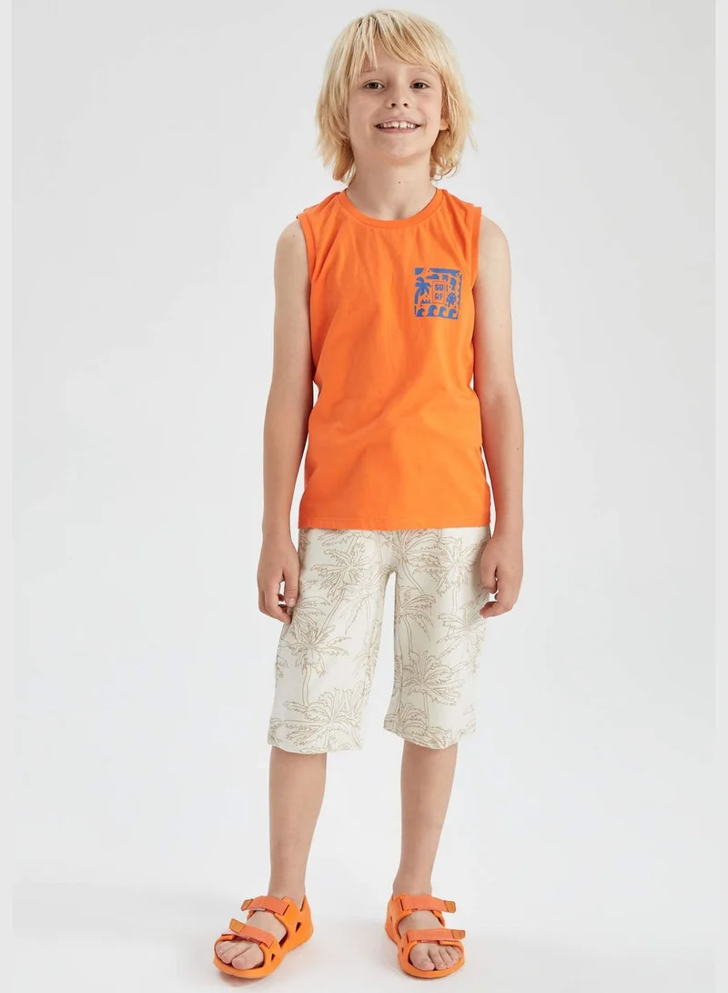 DeFacto Elasticated Waist Palm Print Bermuda Short