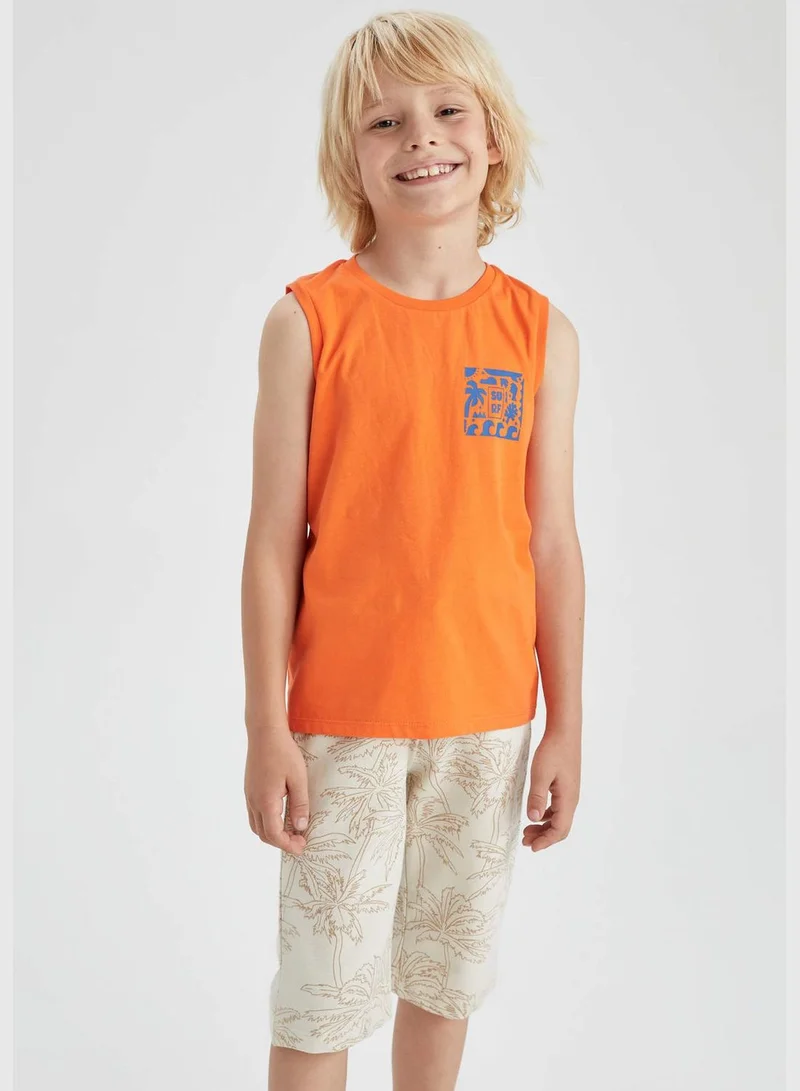 DeFacto Elasticated Waist Palm Print Bermuda Short