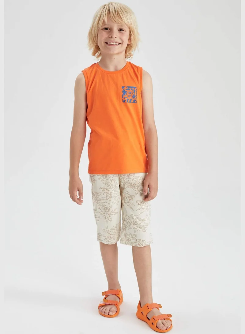 DeFacto Elasticated Waist Palm Print Bermuda Short