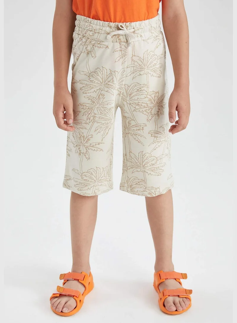 DeFacto Elasticated Waist Palm Print Bermuda Short