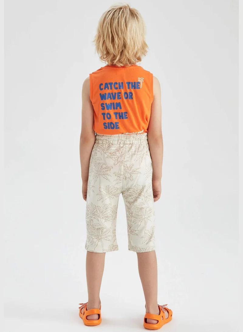 DeFacto Elasticated Waist Palm Print Bermuda Short