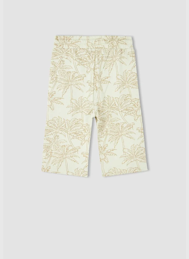 DeFacto Elasticated Waist Palm Print Bermuda Short