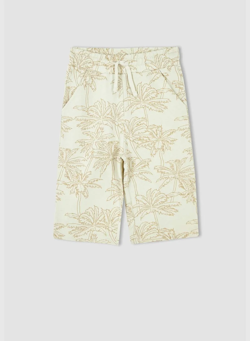 DeFacto Elasticated Waist Palm Print Bermuda Short
