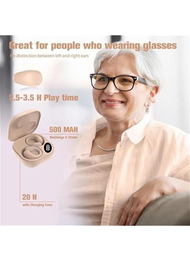Generic Small Clip On Open Ear Headphones Wireless Bluetooth Ear Clip Bone Conduction Conducting Headphones Headset with Mic Open Ear Bone Conduction Earbuds Head Set Head Phones Earphones  - Image 4