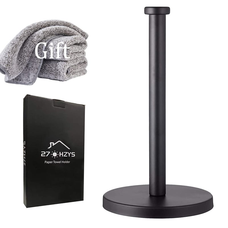 27HZYS Paper Towel Holder Black Stainless Steel Countertop Kitchen Bathroom