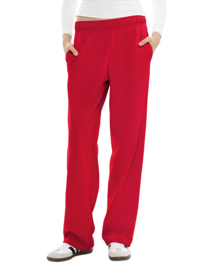 PUMIEY Sweatpants Women Cotton Wide Leg High Waisted Sweat Pants Lounge Oppen Bottom Pants, Ruby X-Small - Image 1