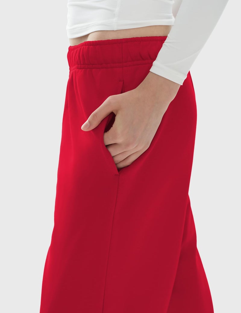 PUMIEY Sweatpants Women Cotton Wide Leg High Waisted Sweat Pants Lounge Oppen Bottom Pants, Ruby X-Small - Image 5