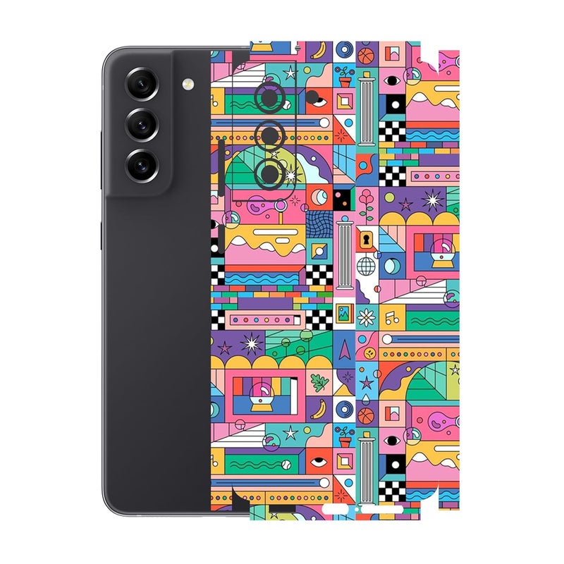 90STETHIX Compatible for Samsung Galaxy S21 FE (5G) Mobile Back Skin Screen Guard Protector (Coverage - Back+Camera+Sides) (Design-6) (141) - Image 1