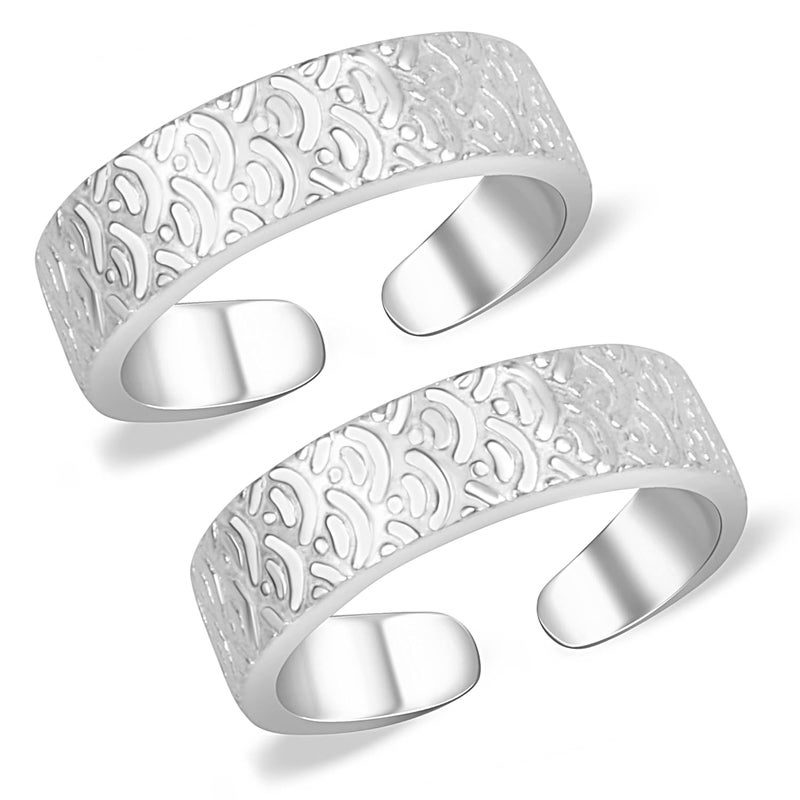 silver chest Silver Toe Rings for Women Pure Silver 925 - Elegant and Comfortable 3D Self Design Simple Toe Ring Silver Bands for Girls - Image 1