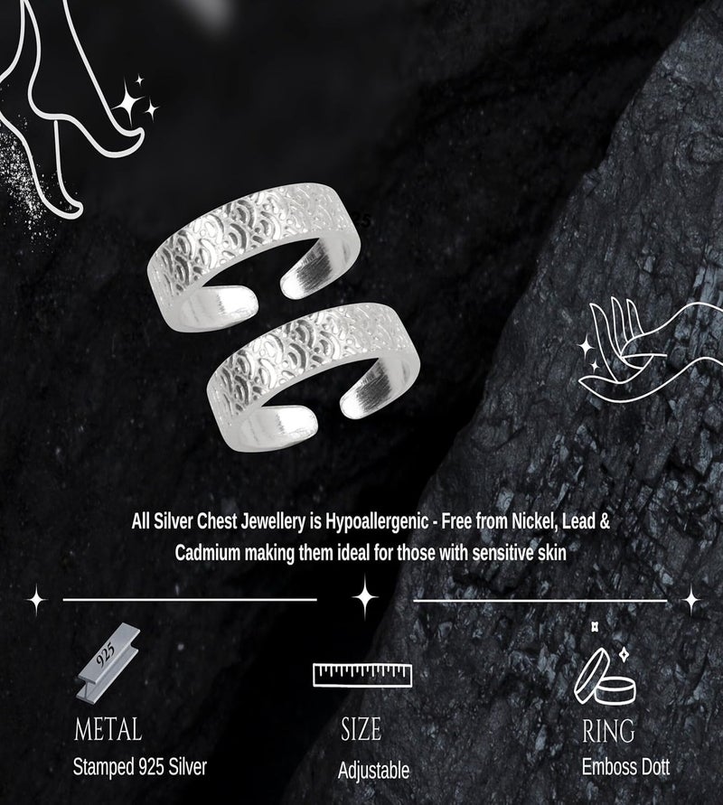 silver chest Silver Toe Rings for Women Pure Silver 925 - Elegant and Comfortable 3D Self Design Simple Toe Ring Silver Bands for Girls - Image 5