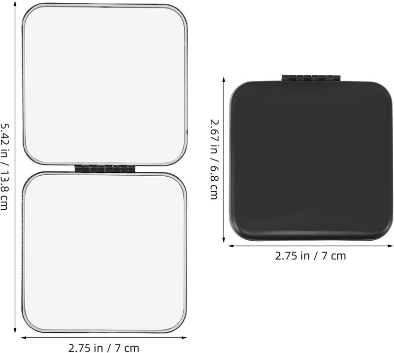 Portable Folding Compact Makeup Mirror Double-Sided Stainless Steel Travel Mirror with Magnification Black Mini Pocket for Women Purse - Image 2