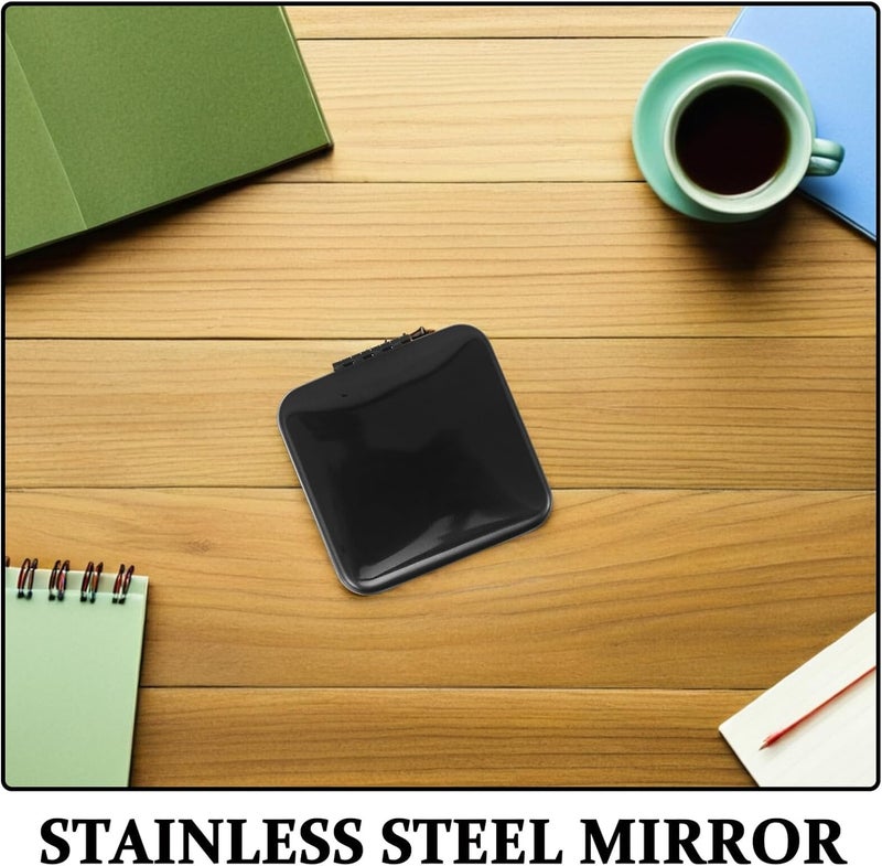 Portable Folding Compact Makeup Mirror Double-Sided Stainless Steel Travel Mirror with Magnification Black Mini Pocket for Women Purse - Image 3