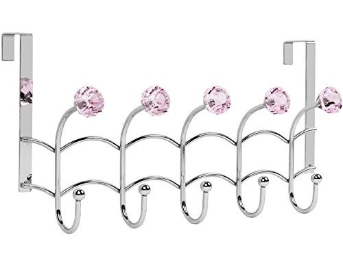 Galashield Over The Door Hook Pink Acrylic Hooks and Stainless Steel Organizer Door Hanger Towel Rack 10 Hooks