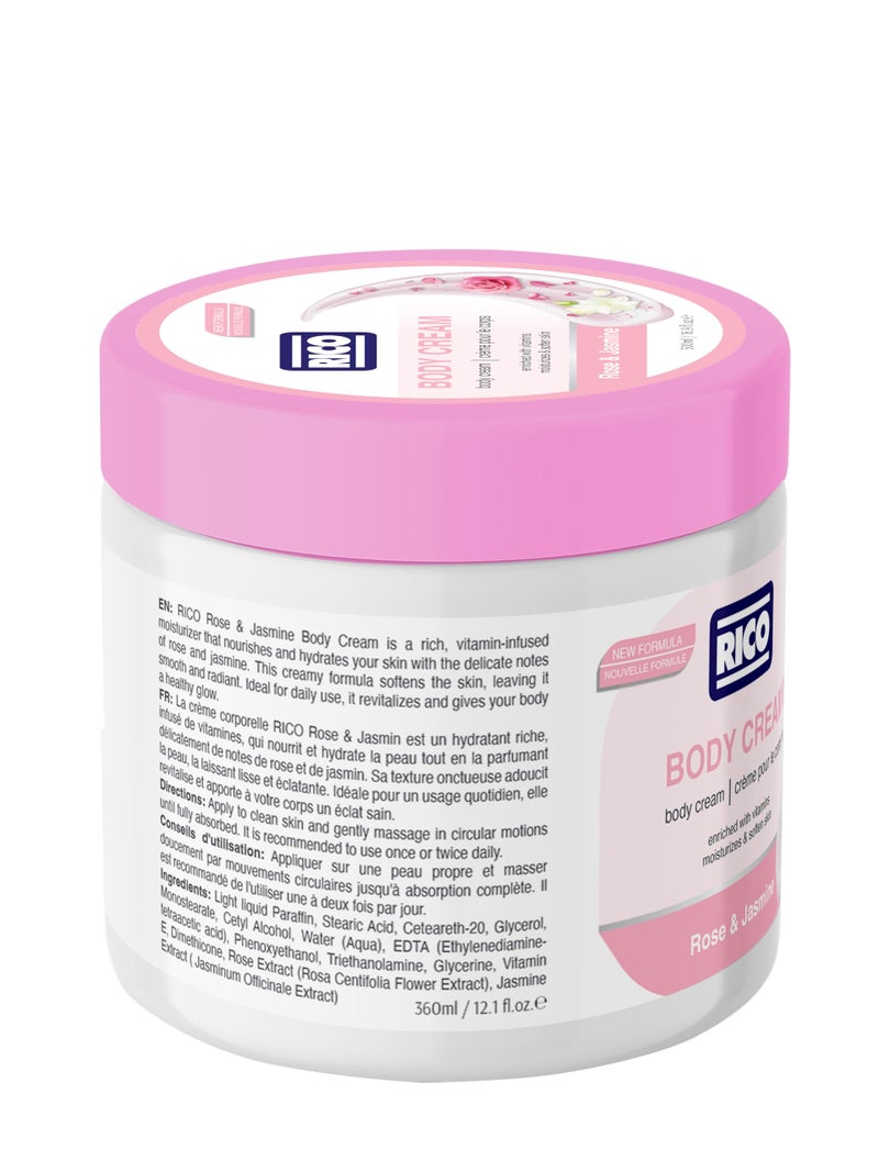 ريكو RICO SKINCARE Body Moisturizer for Dry Skin, Cream, 500ml, with Glycerine, Vitamin E, Dimethicone, All Skin Types, Rose & Jasmine - Image 3