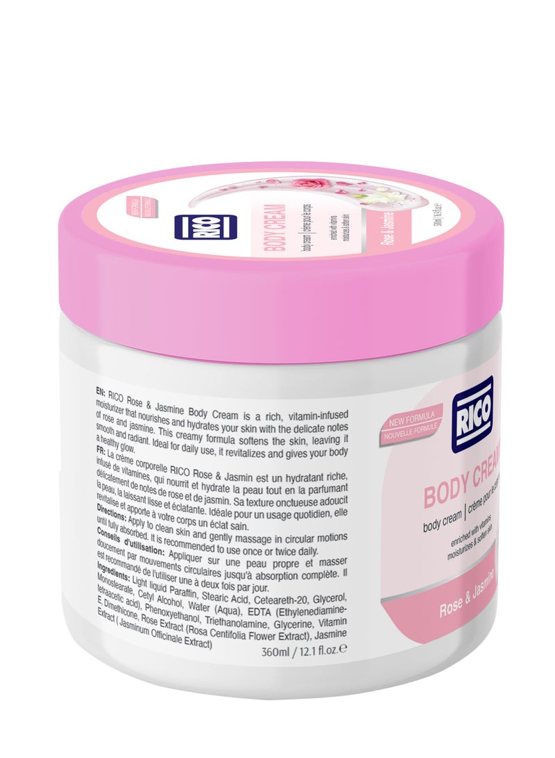 RICO SKINCARE Body Moisturizer for Dry Skin, Cream, 500ml, with Glycerine, Vitamin E, Dimethicone, All Skin Types, Rose & Jasmine - Image 3
