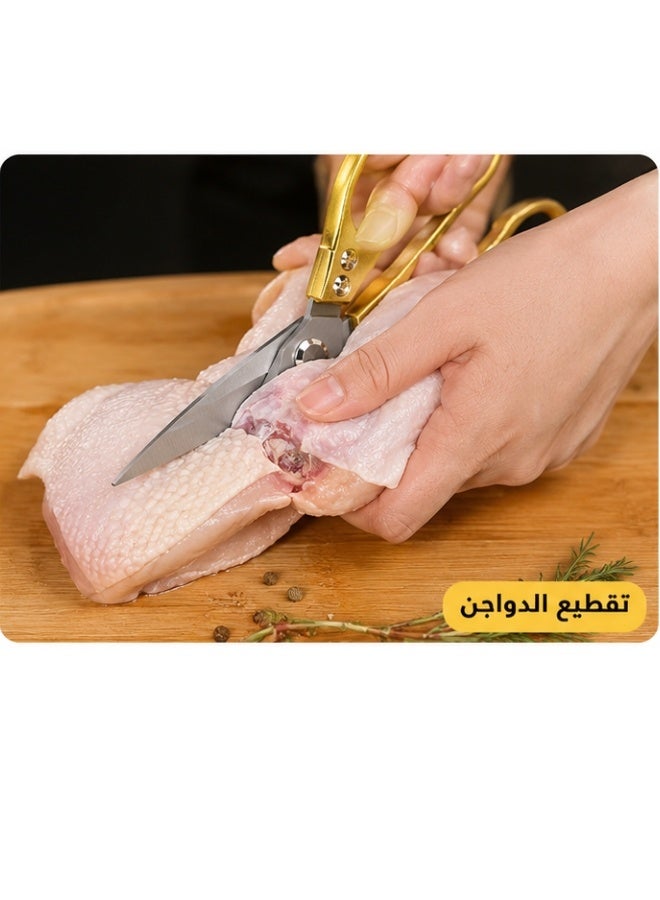 Professional Multi-Purpose Kitchen Scissors with Sharp Stainless Steel Blades and Comfortable Handle – Heavy Duty Kitchen Shears for Cutting Chicken, Meat, Fish, Vegetables, Herbs, Pizza, Pastries, Seafood, Opening Food Packages, Plastic Bags, Kitchen Prep and Everyday Cooking - Image 4