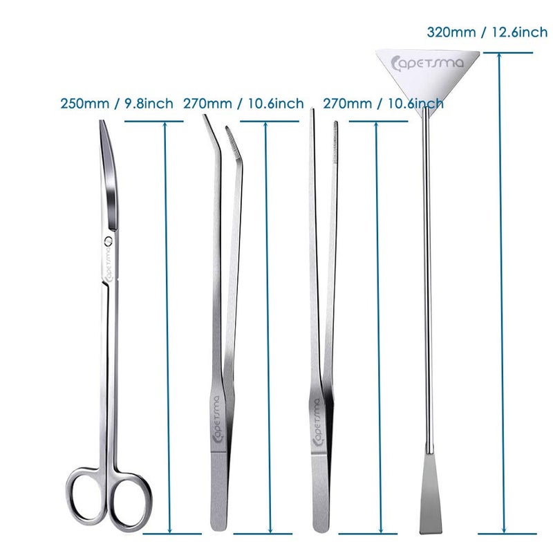 Capetsma Aquascape Tools, Long Stainless Steel Aquarium Plant Tools Aquarium Tweezers Scissors Spatula Tool Set Bonsai Kit Algae Scrapers Aquarium Cleaning Kit for Fish Tank Starter kit - Image 2