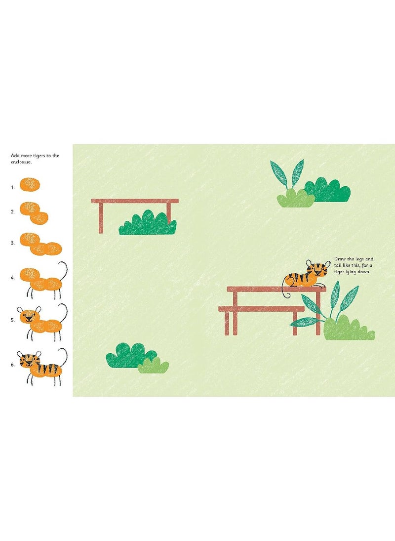 Usborne أنشطة بصمات الأصابع من أوزبورن – حديقة الحيوان، مجموعة فنون إبداعية ممتعة للأطفال، اصنع بصمات الحيوانات والمشاهد باستخدام الطلاء بالأصابع - Image 4