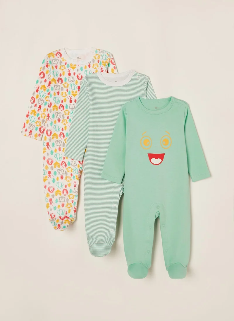 زيبي 3 Sleepsuits for Babies 'Circus', Multicoloured