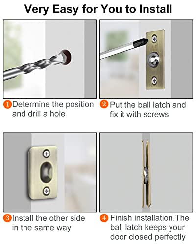 Jiayi Ball Catch Door Hardware Jiayi 2 Pack Door Ball Catch for Top of French Door Latch Adjustable Ball Catch Drive in Ball Latch for Invisible Pantry Ball Bearing Door Latch Bronze - Image 5