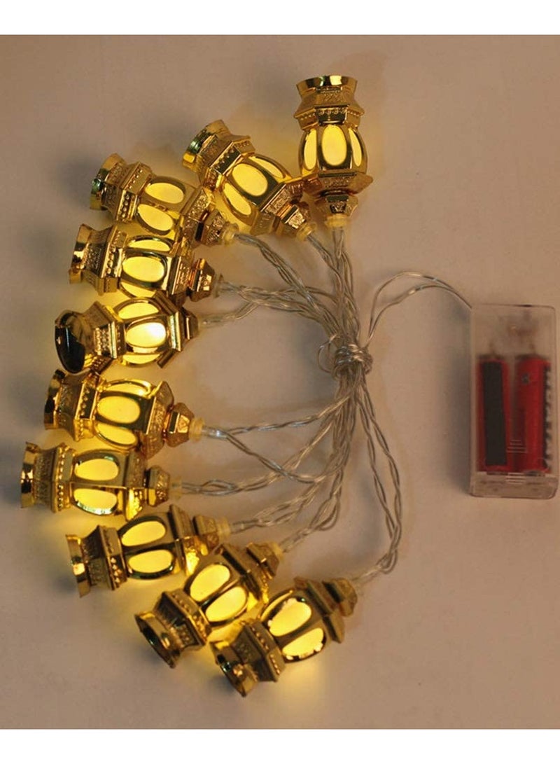 Hilalful HILALFUL Golden Lantern String Light | Suitable for Living Room, Bedroom and Outdoor | Perfect Festive Gift for Home Decoration in Ramadan, Eid, Birthdays, Weddings | Battery Operated | 10 Lanterns - Image 5