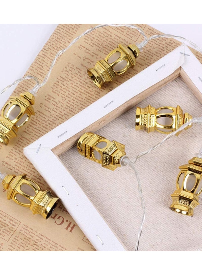 Hilalful HILALFUL Golden Lantern String Light | Suitable for Living Room, Bedroom and Outdoor | Perfect Festive Gift for Home Decoration in Ramadan, Eid, Birthdays, Weddings | Battery Operated | 10 Lanterns - Image 4