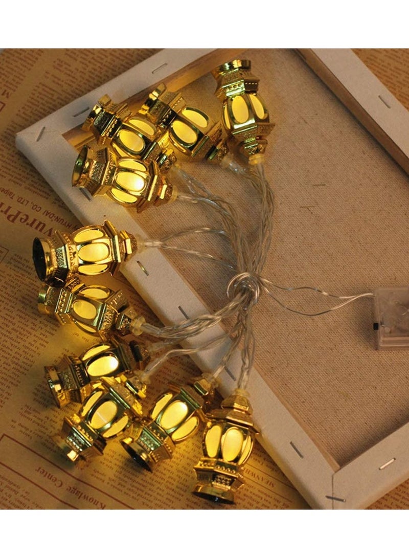 Hilalful HILALFUL Golden Lantern String Light | Suitable for Living Room, Bedroom and Outdoor | Perfect Festive Gift for Home Decoration in Ramadan, Eid, Birthdays, Weddings | Battery Operated | 10 Lanterns - Image 3