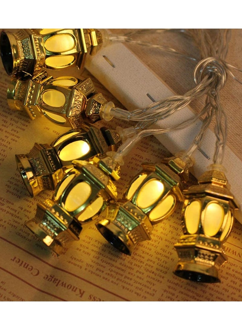 Hilalful HILALFUL Golden Lantern String Light | Suitable for Living Room, Bedroom and Outdoor | Perfect Festive Gift for Home Decoration in Ramadan, Eid, Birthdays, Weddings | Battery Operated | 10 Lanterns - Image 2
