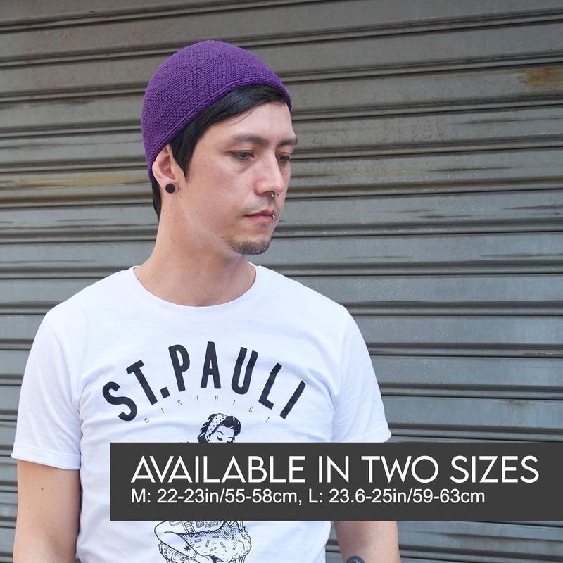 CHARM Casualbox Men's Black Skull Cap Beanie Hat - Handmade Cotton Fashion Headwear (Size: M) - Image 4