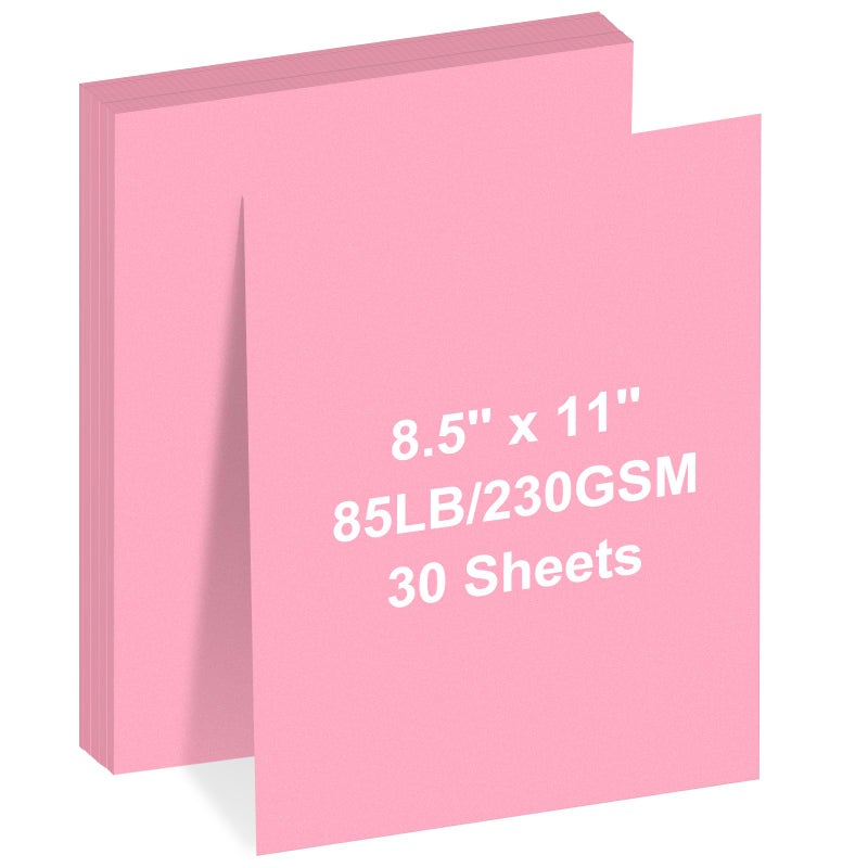 FLIPPED Cardstock 8.5" x 11 "ï¼Œ30 Sheets Cardstock Paper 85 lb/230 gsm,Pink Card Stock for Printer,Drawing,Gift tags,Invitations, Cards etc (Pink, 30 Sheets) - Image 1