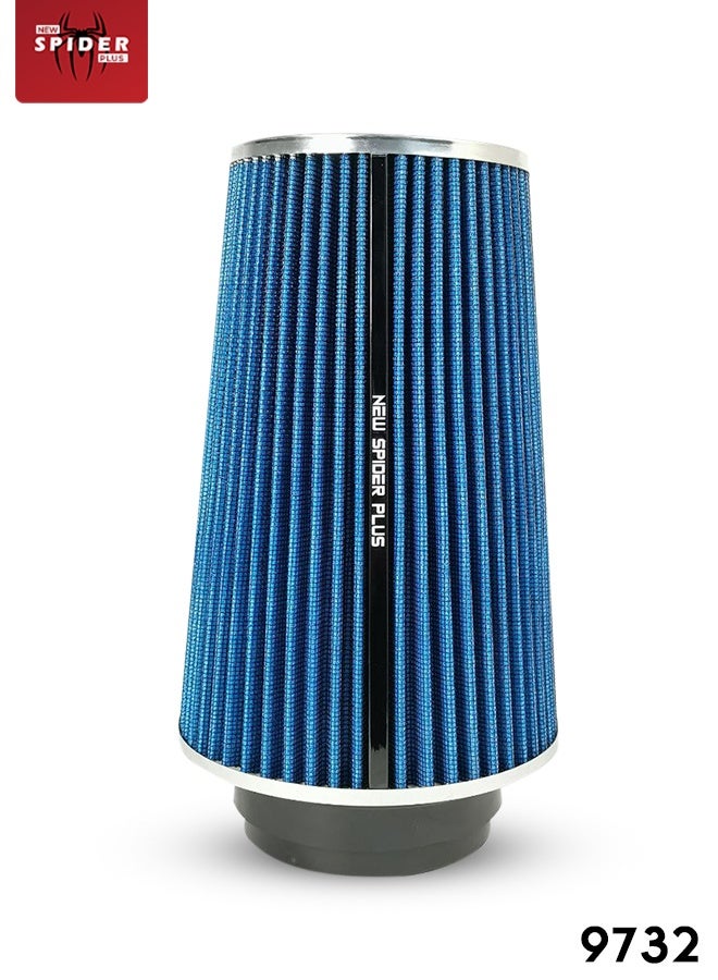 SPIDER NEW SPIDER PLUS (9732) Universal High-Flow Performance Air Filter - 6" Inlet x 10.125" Length Cone Filter, Washable & Reusable Lifetime Filter, Adapters Included for 3", 3.5", & 4" Intake Tubes. Pre-Oiled OR Dry Option. - Image 1