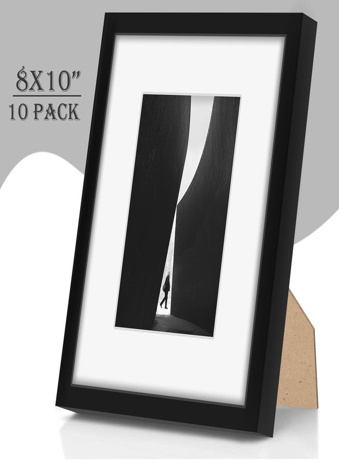 Fisnish 8x10 Picture Frame Sef of 10, Display Pictures 5x7 with Mat or 8 x 10 Without Mat, Photo Frame Collage for Wall Gallery Decor, Hanging or Tabletop Display, Black - Image 2