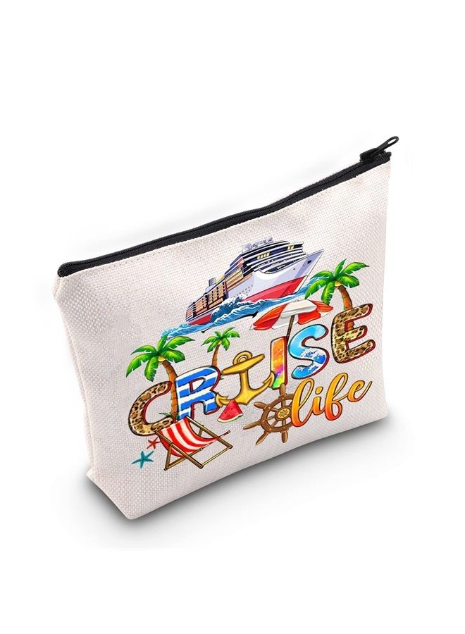 LEVLO Cruise Trip Cosmetic Makeup Bag Cruise Vacation Gift Cruise Life Make Up Zipper Pouch Bag For Cruise Journey (Cruise Life) - Image 1