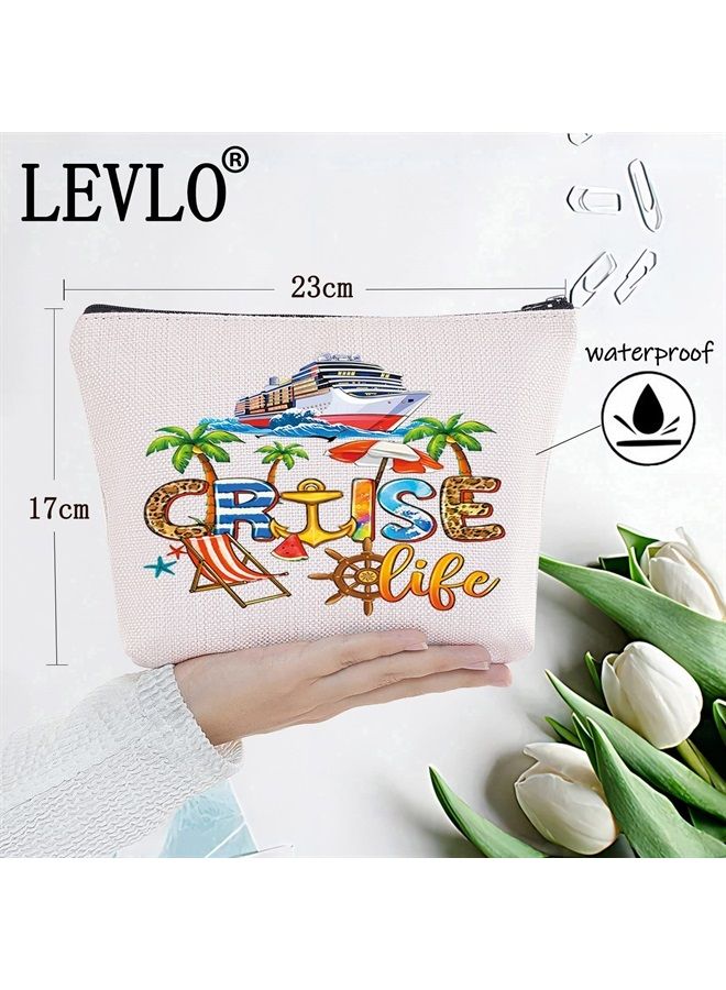 LEVLO Cruise Trip Cosmetic Makeup Bag Cruise Vacation Gift Cruise Life Make Up Zipper Pouch Bag For Cruise Journey (Cruise Life) - Image 2